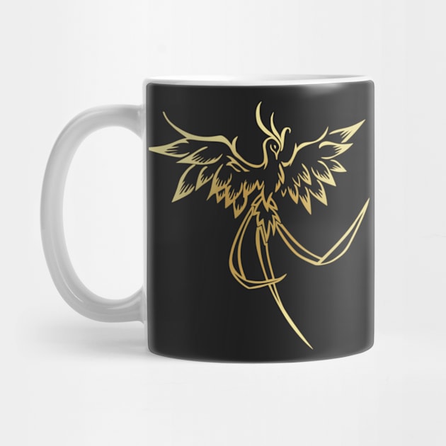 Stylish Gold Phoenix Mythical Bird Rising Born Again by twizzler3b